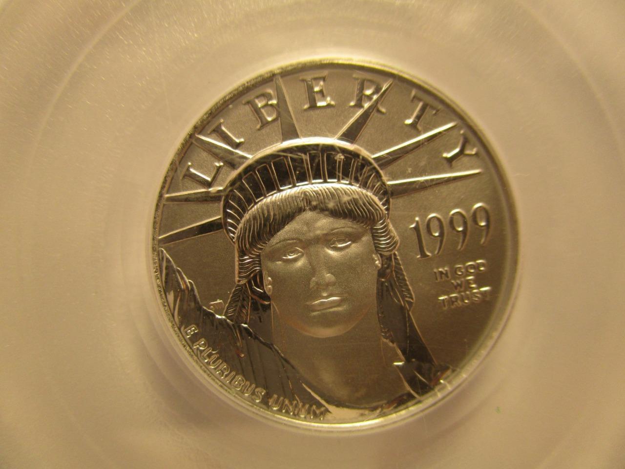 PLATINUM 1999 Statue of Liberty, PCGS MS69, 1/4 oz. $25,  PN10