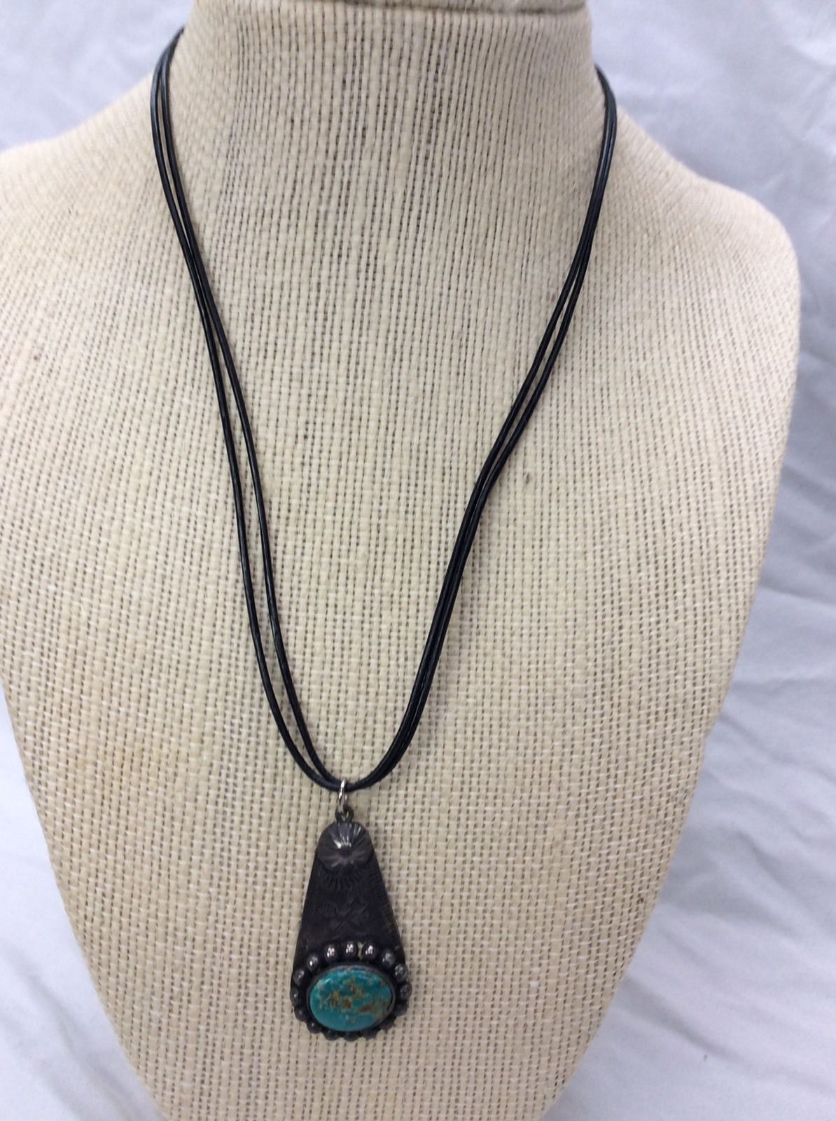 Nice Old Pawn Native American Navajo Fred Harvey Era Sterling Turquoise Pendant