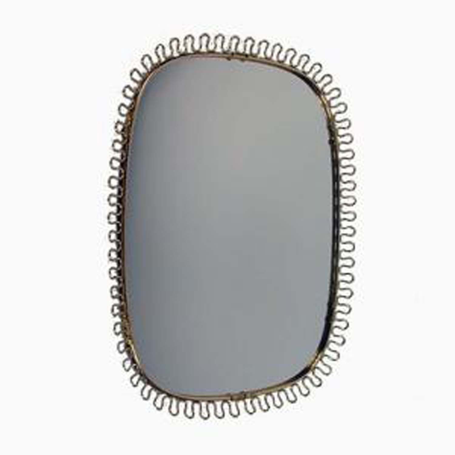 Mid Century Brass Loop Wall Mirror by Josef Frank for Svenskt Tenn, 1950s