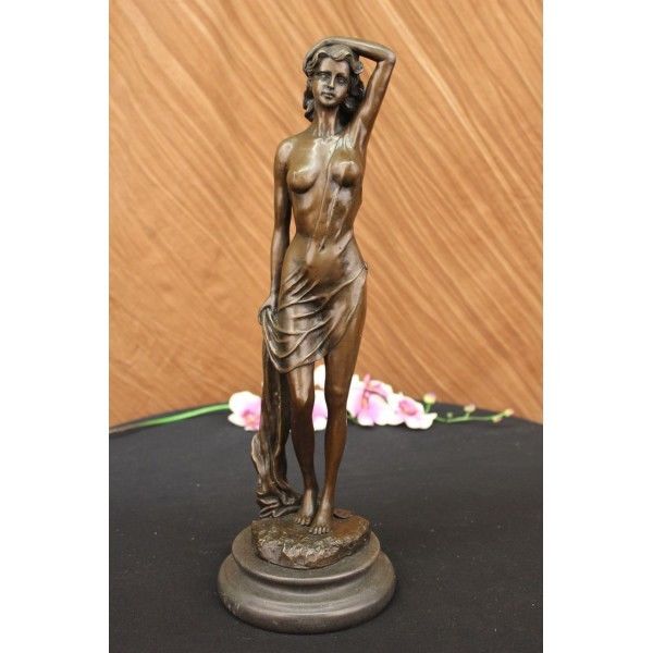 Bronze Sculpture Statue Sexy Seductive Nude Girl Signed Erotic Gift Decor Collec