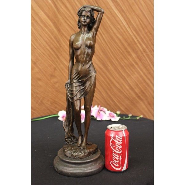 Bronze Sculpture Statue Sexy Seductive Nude Girl Signed Erotic Gift Decor Collec