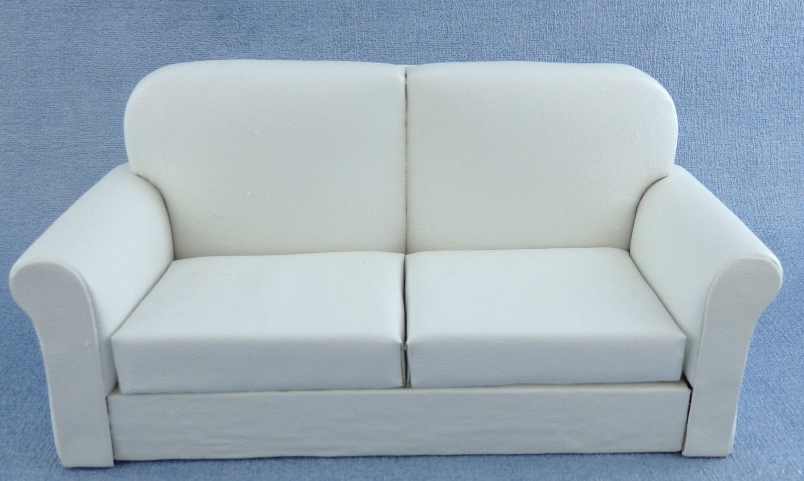 Dolls House White Leather Sofa Miniature 1/12 Scale Living Room Furniture