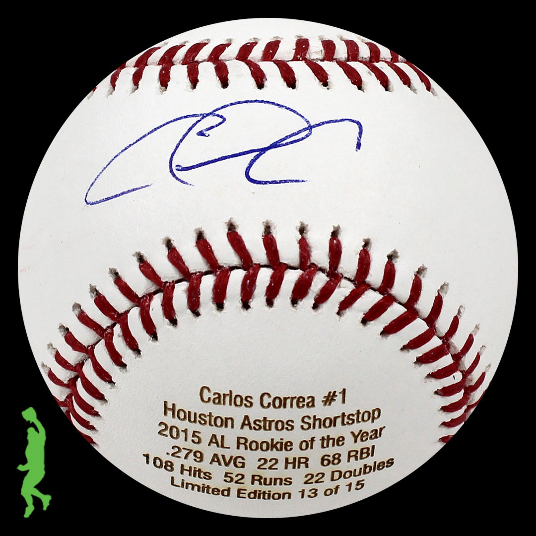 CARLOS CORREA AUTOGRAPHED SIGNED 2015 ROY STAT BASEBALL BALL JSA ASTROS COA