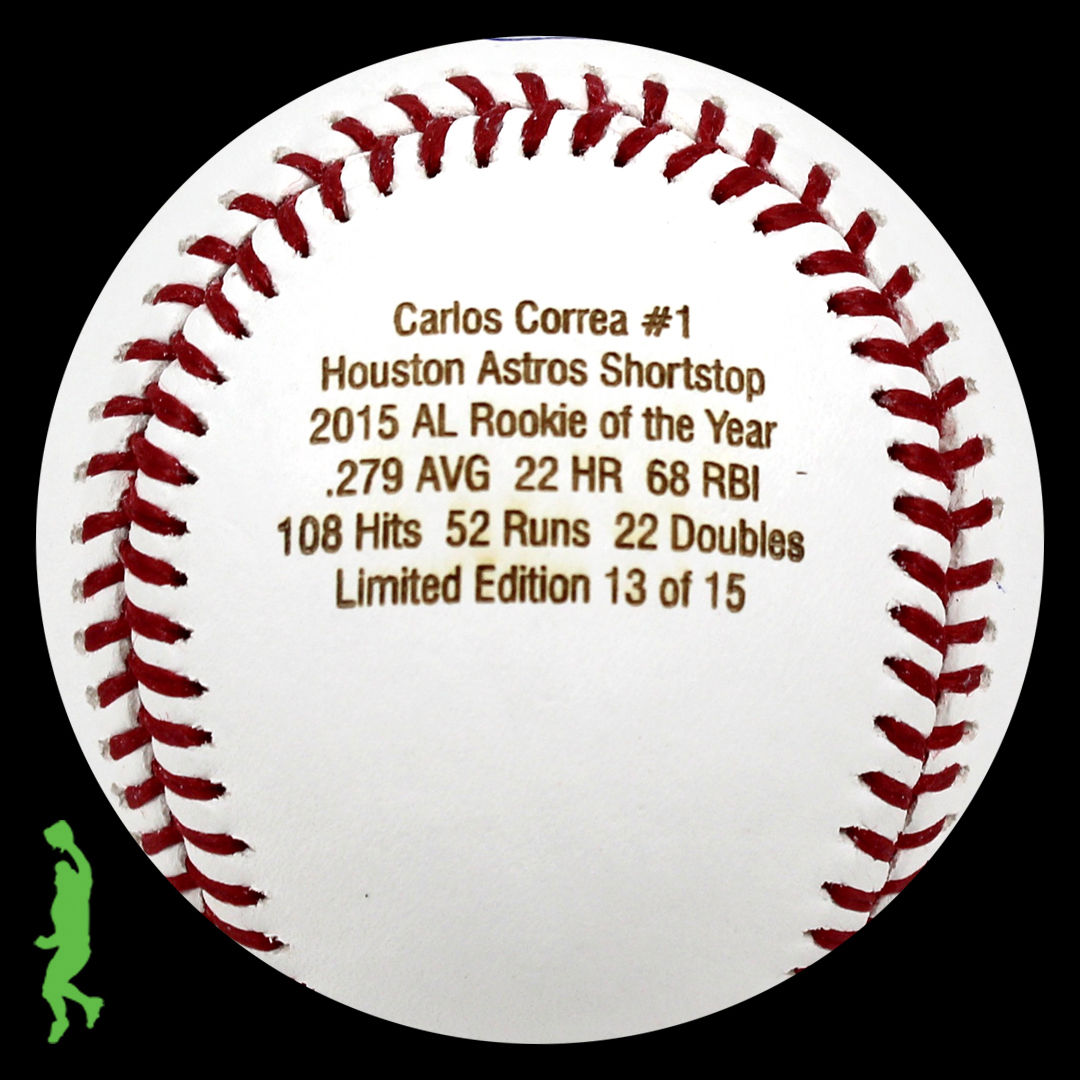 CARLOS CORREA AUTOGRAPHED SIGNED 2015 ROY STAT BASEBALL BALL JSA ASTROS COA