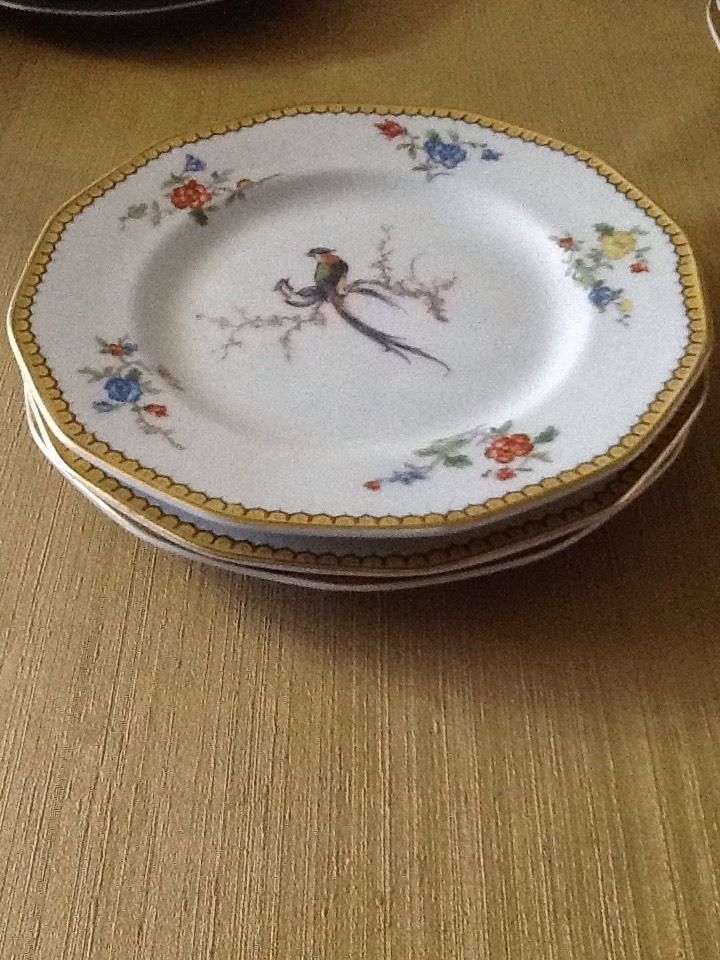 Limoges Theodore Haviland EDEN  Set Of 3 Luncheon Plates 8 1/2" Birds & Flowers