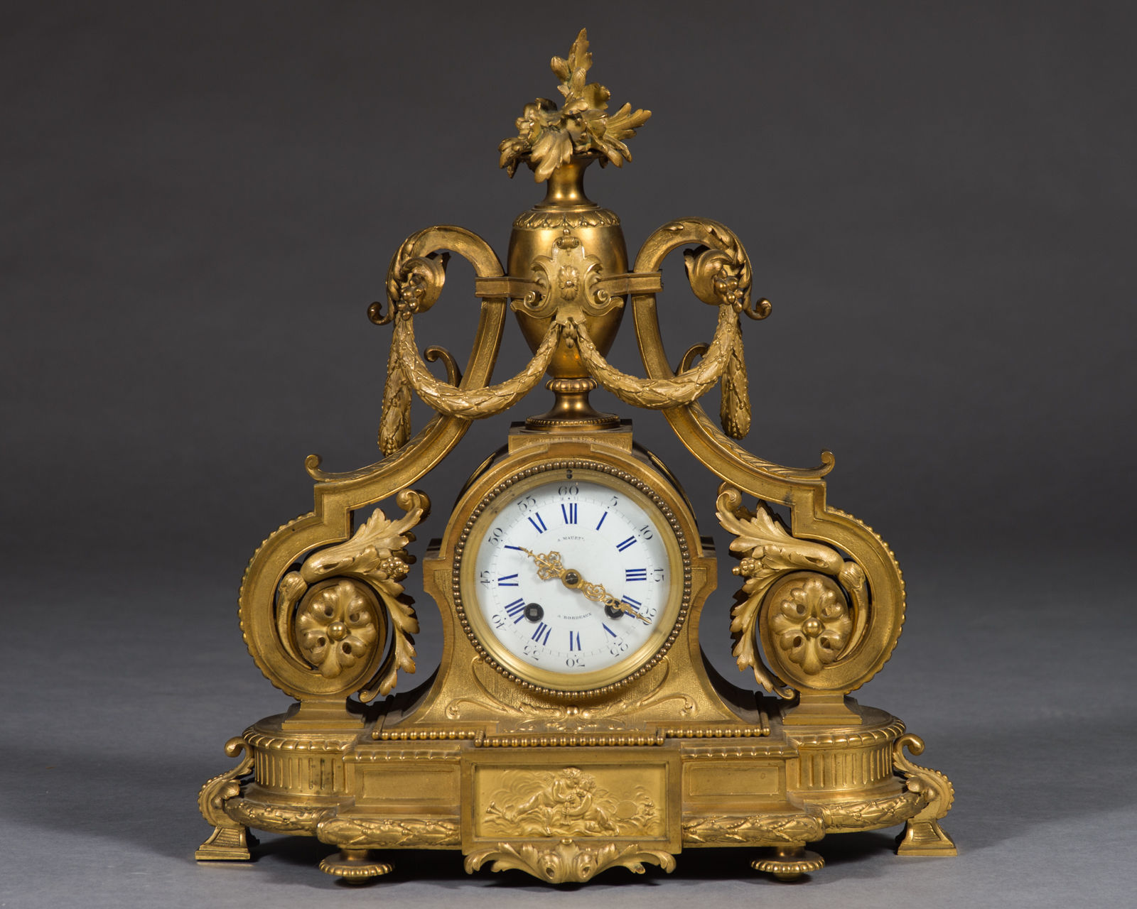 A Fine 19th Century French Gilt Bronze Louis XV Style Mantel Clock by Bordeaux