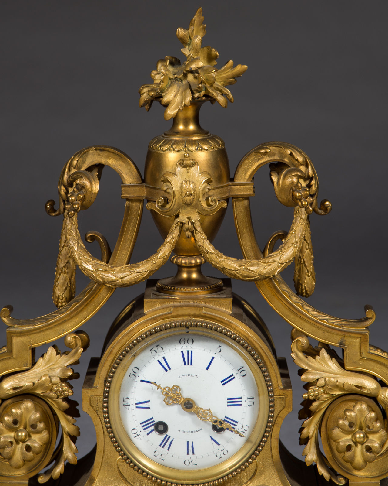 A Fine 19th Century French Gilt Bronze Louis XV Style Mantel Clock by Bordeaux