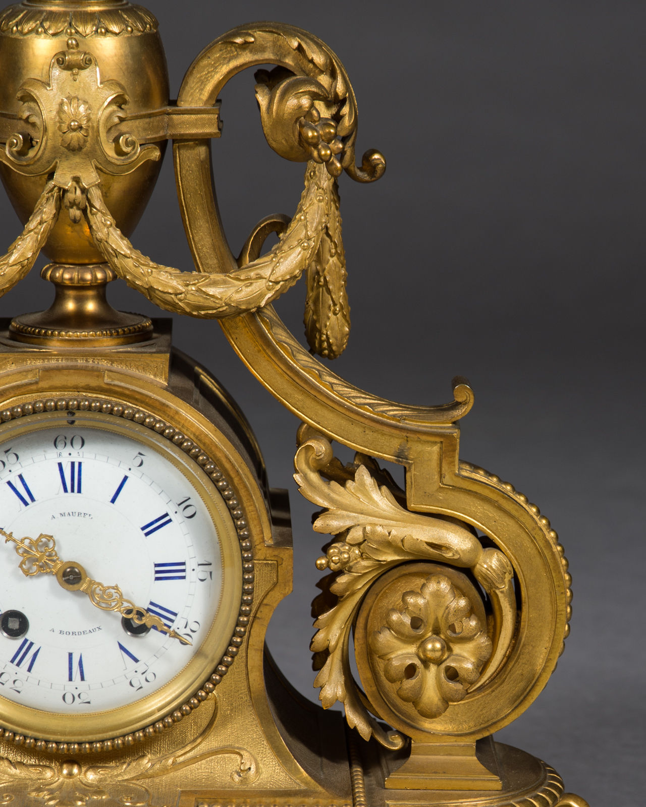 A Fine 19th Century French Gilt Bronze Louis XV Style Mantel Clock by Bordeaux