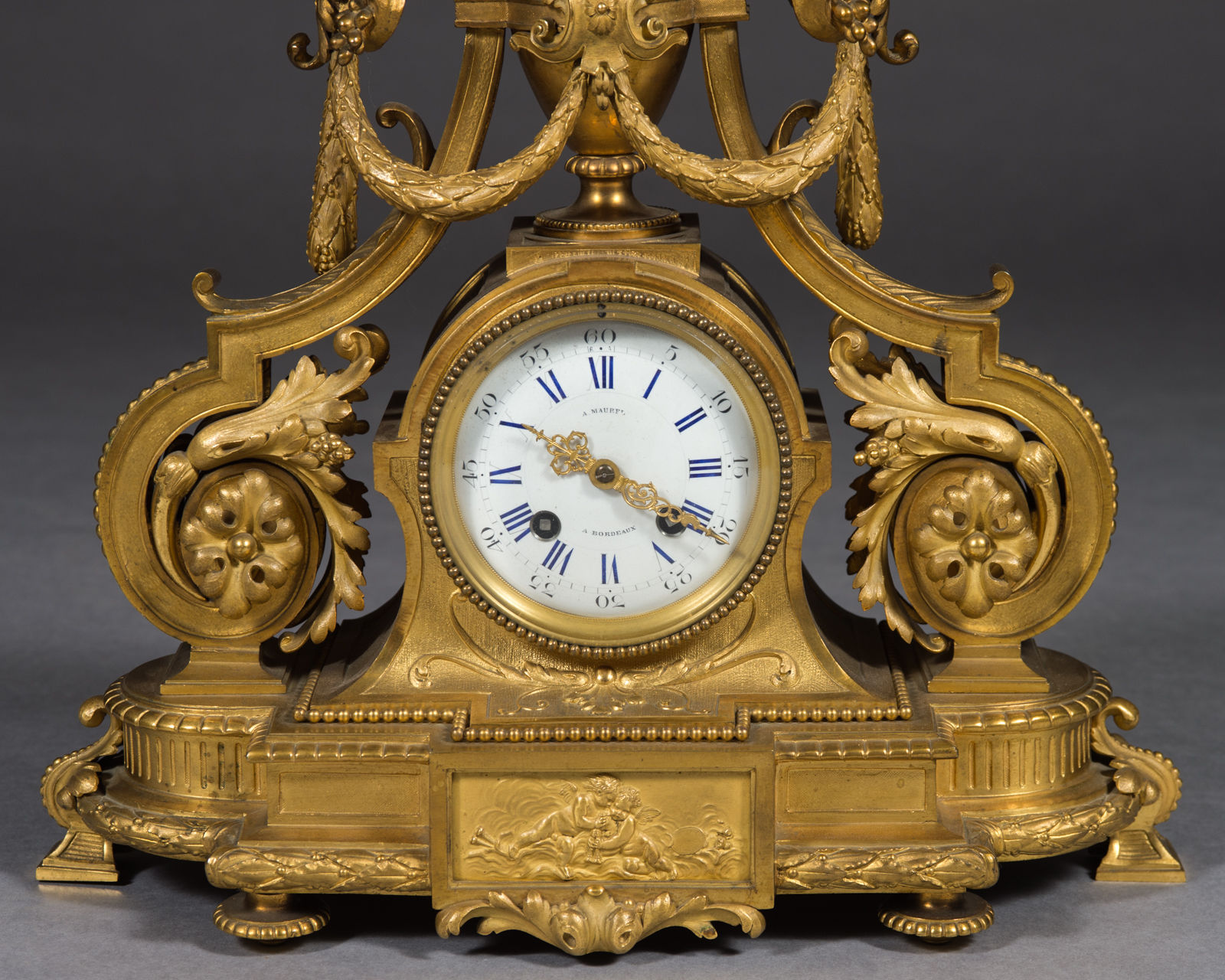 A Fine 19th Century French Gilt Bronze Louis XV Style Mantel Clock by Bordeaux