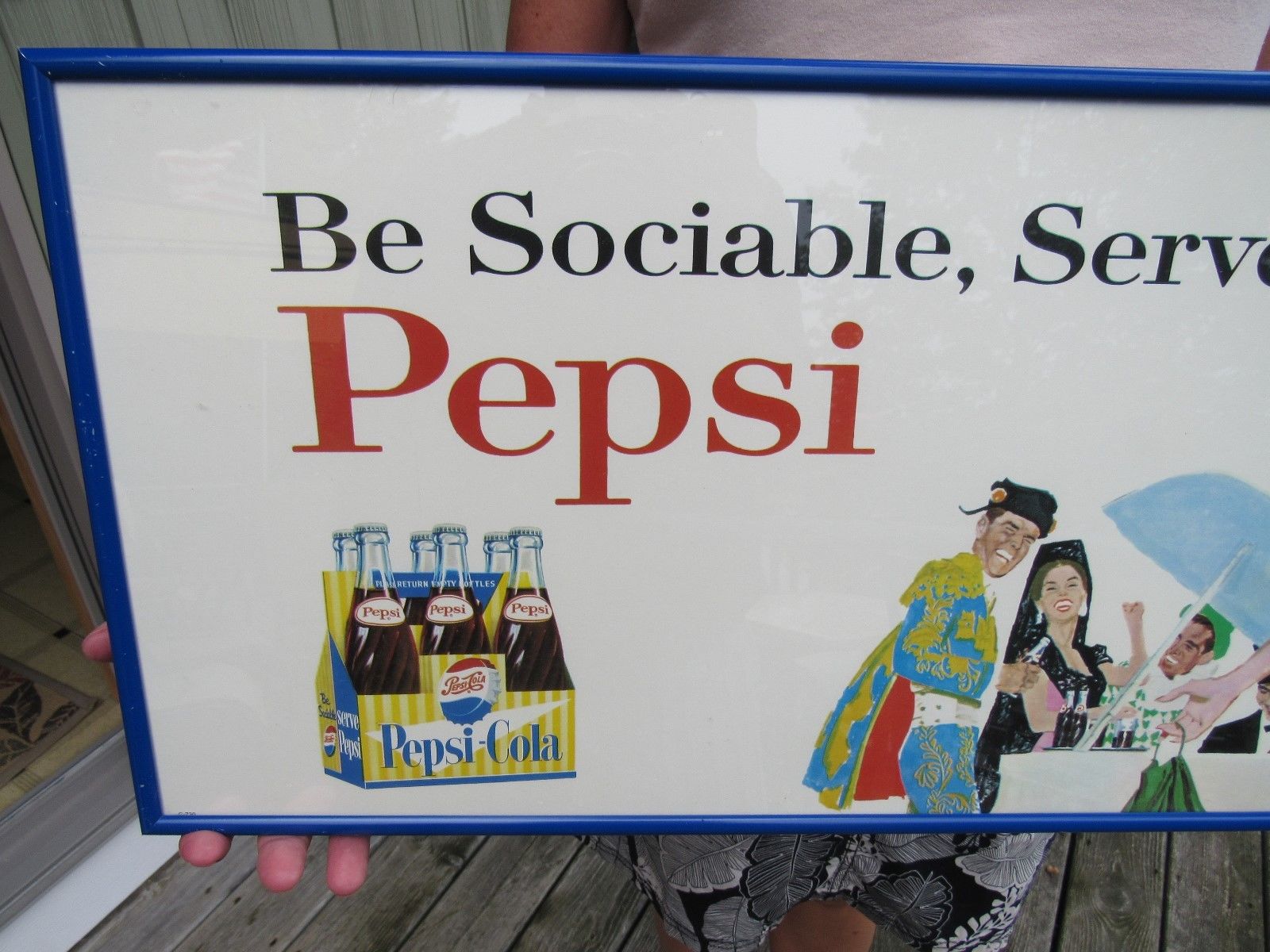 ORIGINAL 1930-60's PEPSI COLA CARDBOARD ADVERTISING SIGN TROLLEY CARD RARE