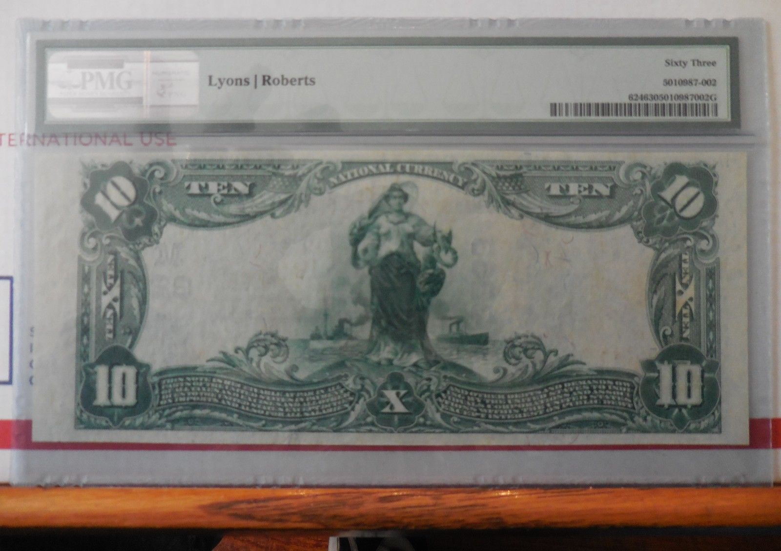 1902 $10 PLAIN BACK NATIONAL CURRENCY - FIRST NATL BANK INDEPENDENCE IOWA PMG 63