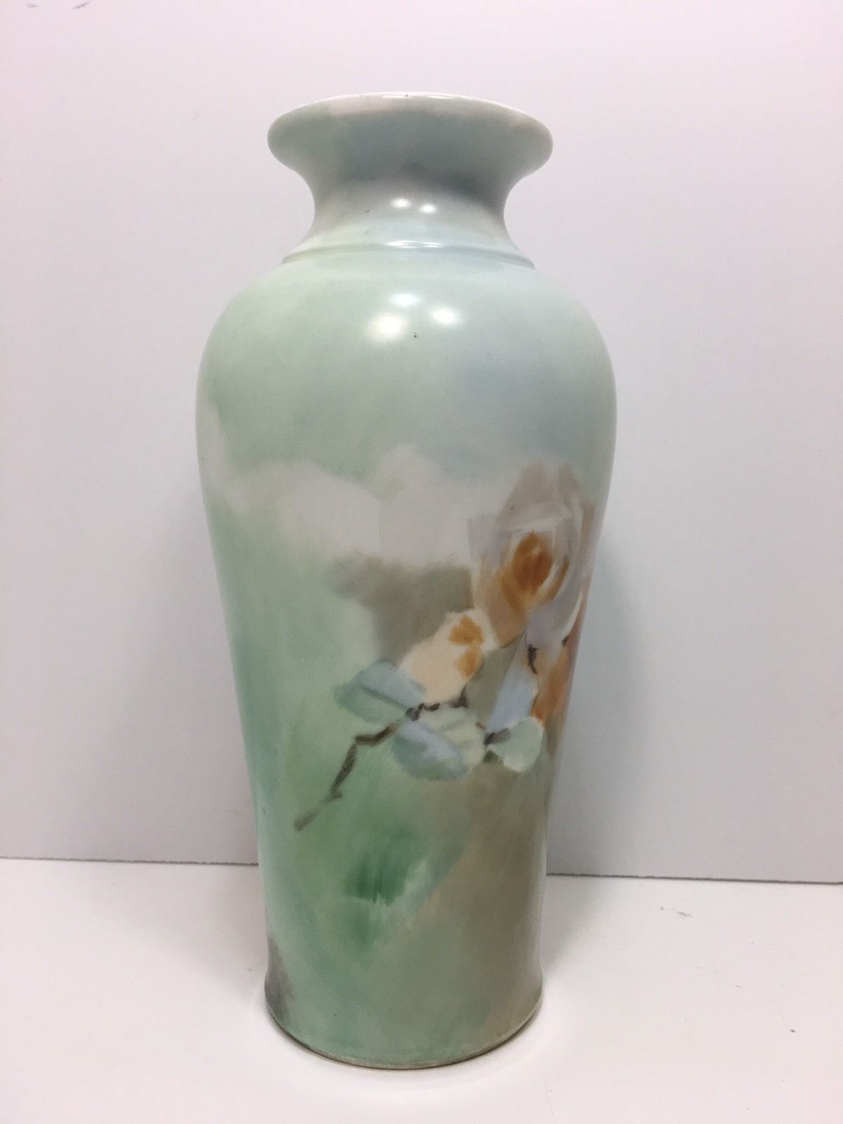 LIMOGES PORCELAIN  VASE  HAND PAINTED ROSES SIGNED AND DATED 1902