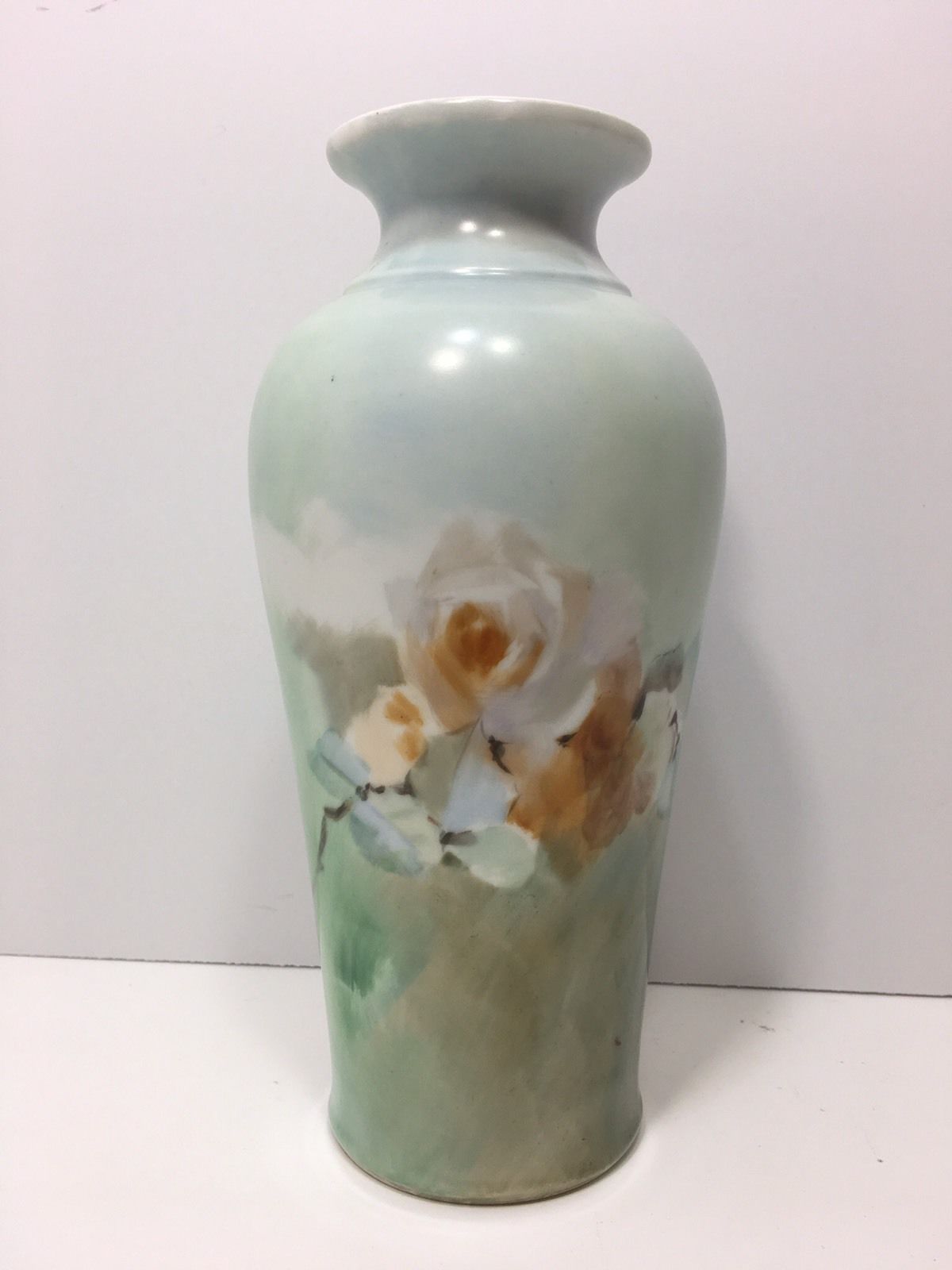 LIMOGES PORCELAIN  VASE  HAND PAINTED ROSES SIGNED AND DATED 1902