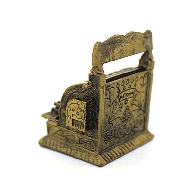 Vintage Bronze Metal Gold Cash Register 1/12 Doll's House Dollhouse Miniature