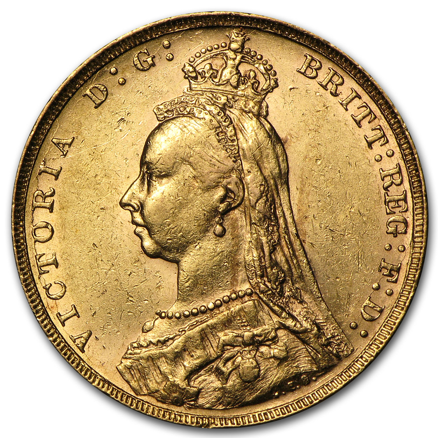 1887-1892 Great Britain Gold Sovereign Victoria Jubilee Avg Circ - SKU #69811