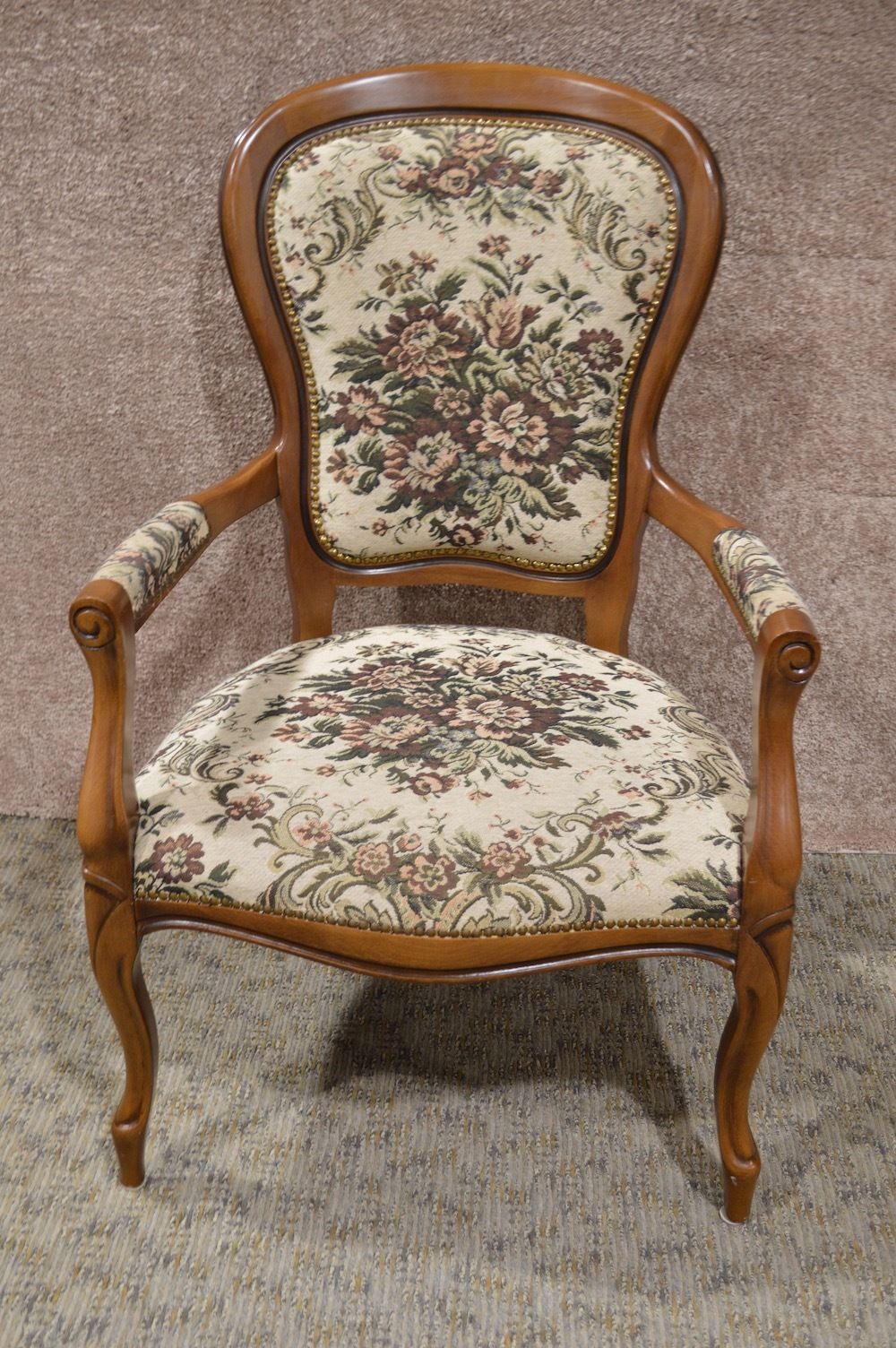 Vintage Pair of Victorian Style Tapestry Arm Chairs