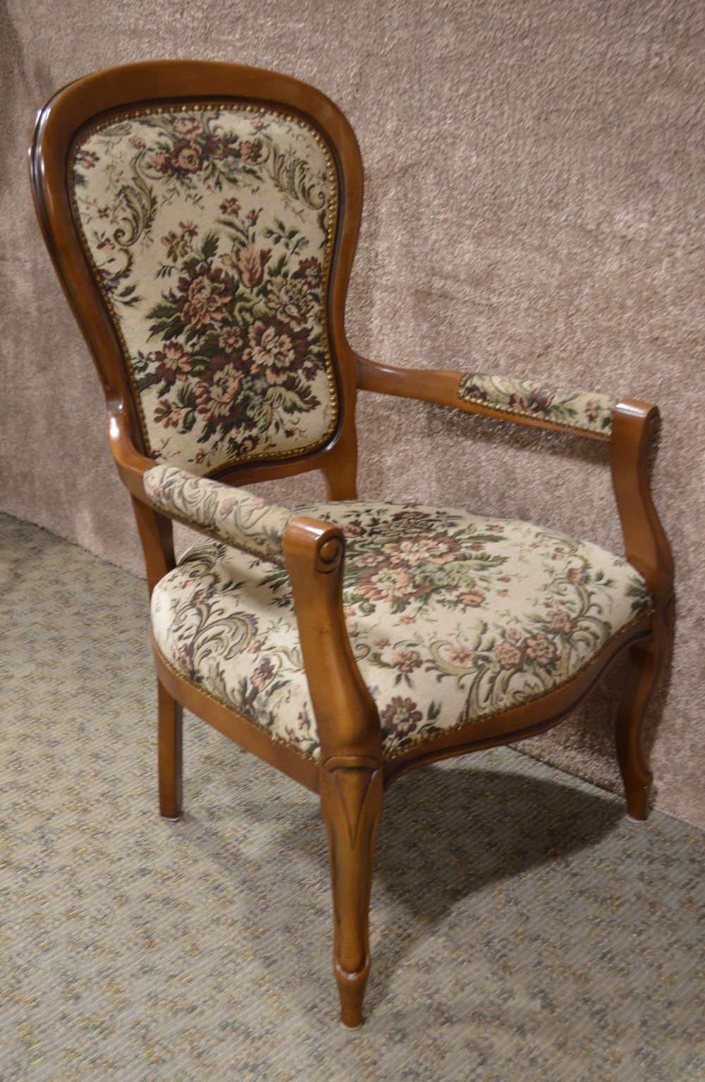 Vintage Pair of Victorian Style Tapestry Arm Chairs