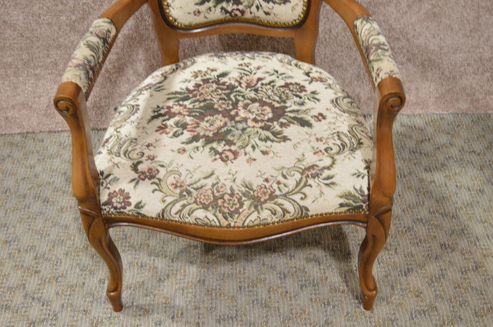 Vintage Pair of Victorian Style Tapestry Arm Chairs